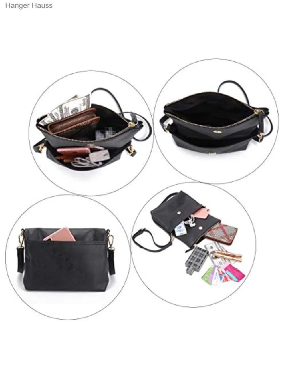Crossbody Bag Wristlet Purse Detachable Adjustable Strap Vegan PU Leather